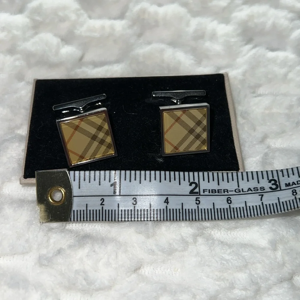 Burberry Check Cuff Links-Authentic-NIB